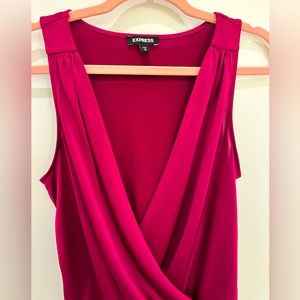 Express Plunging V-Neck Bodysuit, Magenta, Size Medium